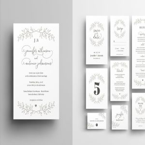 简约朴素风格婚礼邀请设计物料素材 Wedding Invitation Set