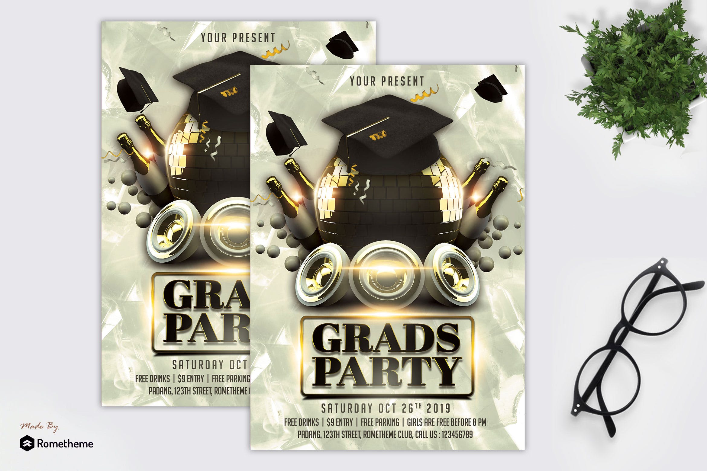 毕业活动派对海报传单设计模板 Graduation – Party Flyer Template MR