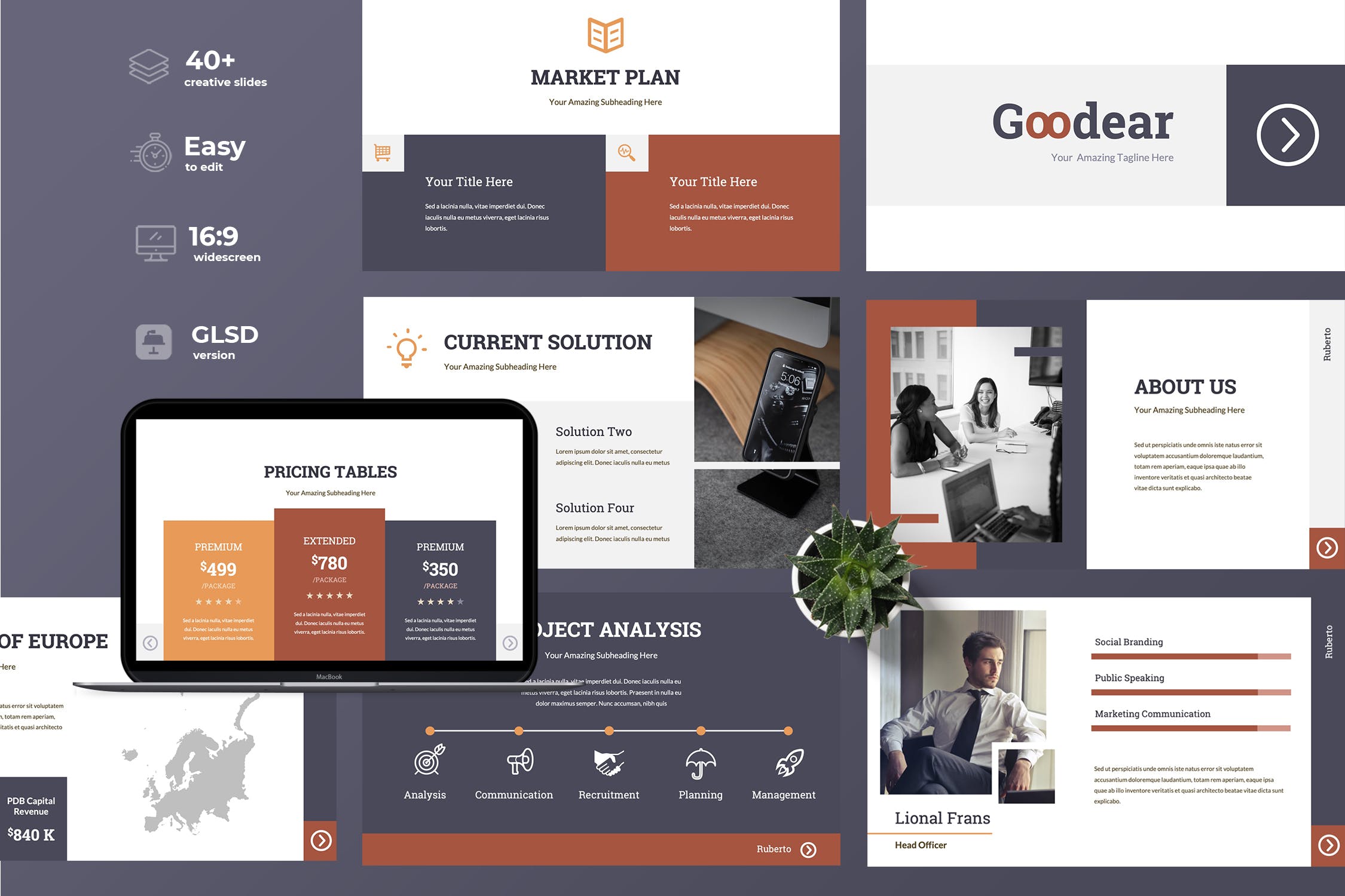企业校园招聘宣讲会谷歌幻灯片设计模板 Goodear – Business Googleslides Presentation