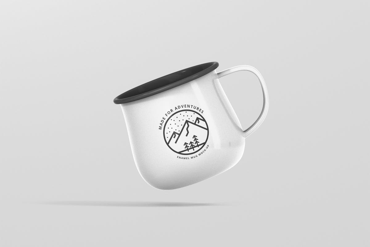 高分辨率圆形珐琅杯子样机 Round Enamel Mug Mockup