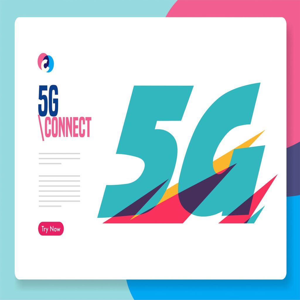 5G高速网络技术主题网站插画素材 5G casual graphic web template插图