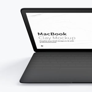 MacBook笔记本电脑前视图黏土样机02 Clay MacBook Mockup, Front View 02插图2