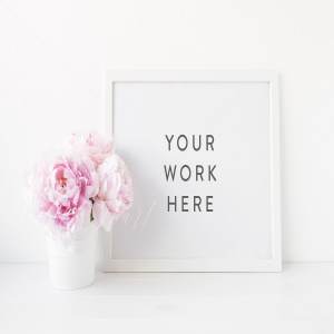 景观花卉造型相框画框样机 Landscape floral styled frame mockup