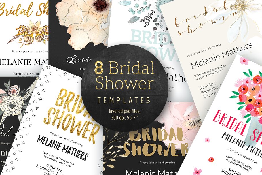 美国习俗新娘婚前派对邀请函模板 Bridal Shower Pack