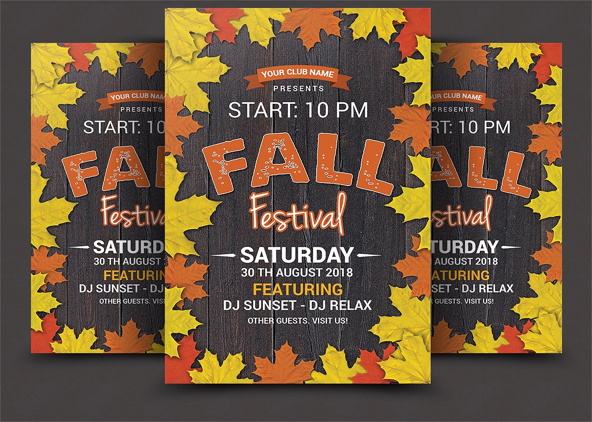 秋季节日宣传海报设计模板 Fall Festival Flyer