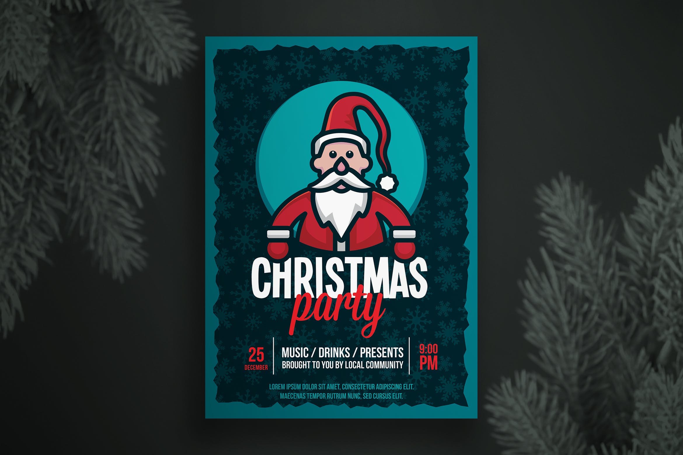 圣诞节卡通圣诞老人形象海报传单设计模板v2 Christmas flyer template