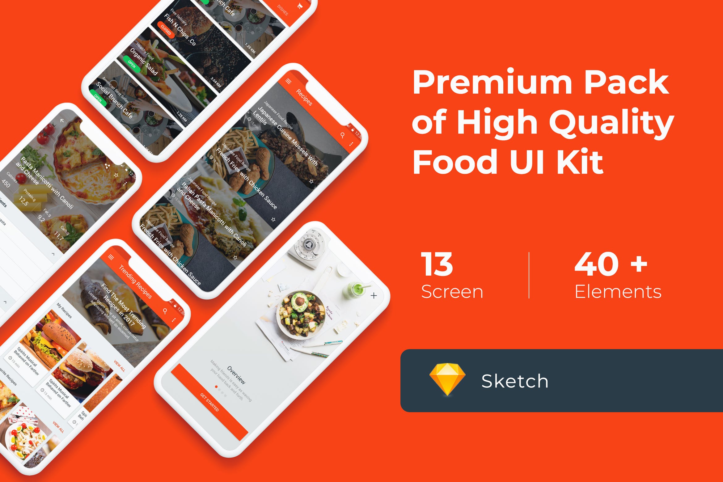 美食烹饪厨房食谱主题APP应用UI设计套件[SKETCH] Food Cooking Recipes UI KIT for Sketch