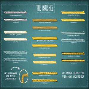 14种形状钢丝绳AI笔刷 Rope Brushes