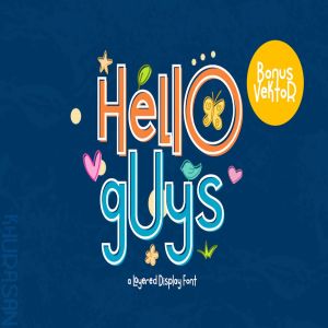 可爱俏皮风格分层无衬线英文字体 Hello Guys