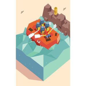 河上漂流冒险活动2.5D插画素材 Rafting on River