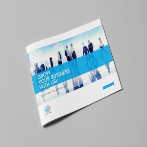 蓝色经典高科技公司画册设计模板 Blue Corporate Horizontal Brochure