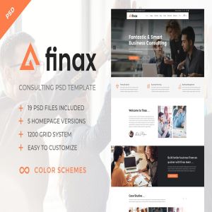 商务咨询类型企业网站PSD模板 Finax – Business Consulting PSD Template