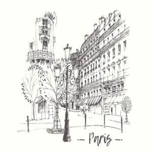 法国巴黎街景素描图形 Streets of Paris, France