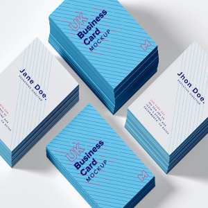 UK尺寸标准企业名片设计等距网格样机模板07 UK Business Cards Mockup 07