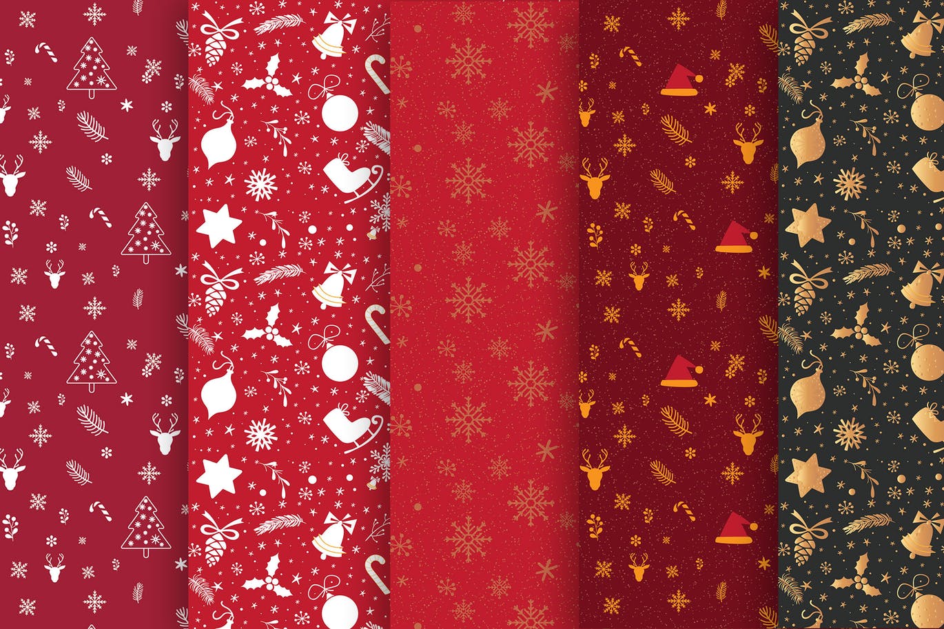 圣诞节元素手绘图案无缝背景素材包 Christmas Pattern Collection