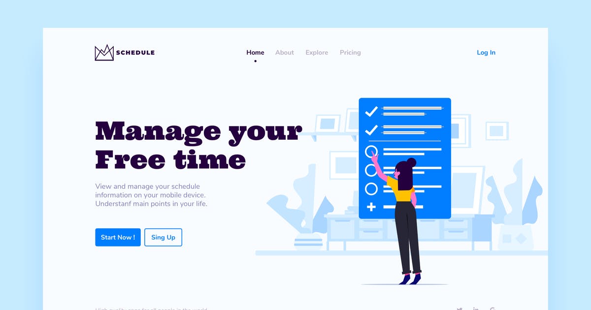 后台管理概念插画网站着陆页设计模板 Managment Landing Page Illustration