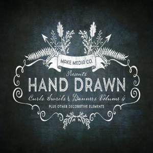 手绘曲卷&横幅矢量图形 Hand Drawn Curls & Banners Vol. 4