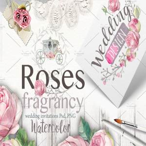 40种水彩玫瑰剪贴画插画 Roses watercolor 40PNG