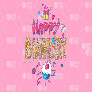 生日快乐英文创意字体排版插画素材 Happy Birthday Typography