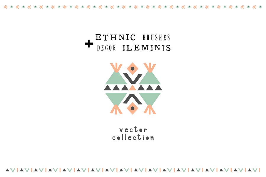 民族风矢量图案纹理 Ethnic vector brushes + BONUS
