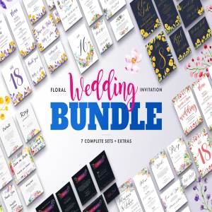 花卉装饰婚礼婚庆设计物料模板大集结[1.42GB] Floral Wedding Invitation Bundle