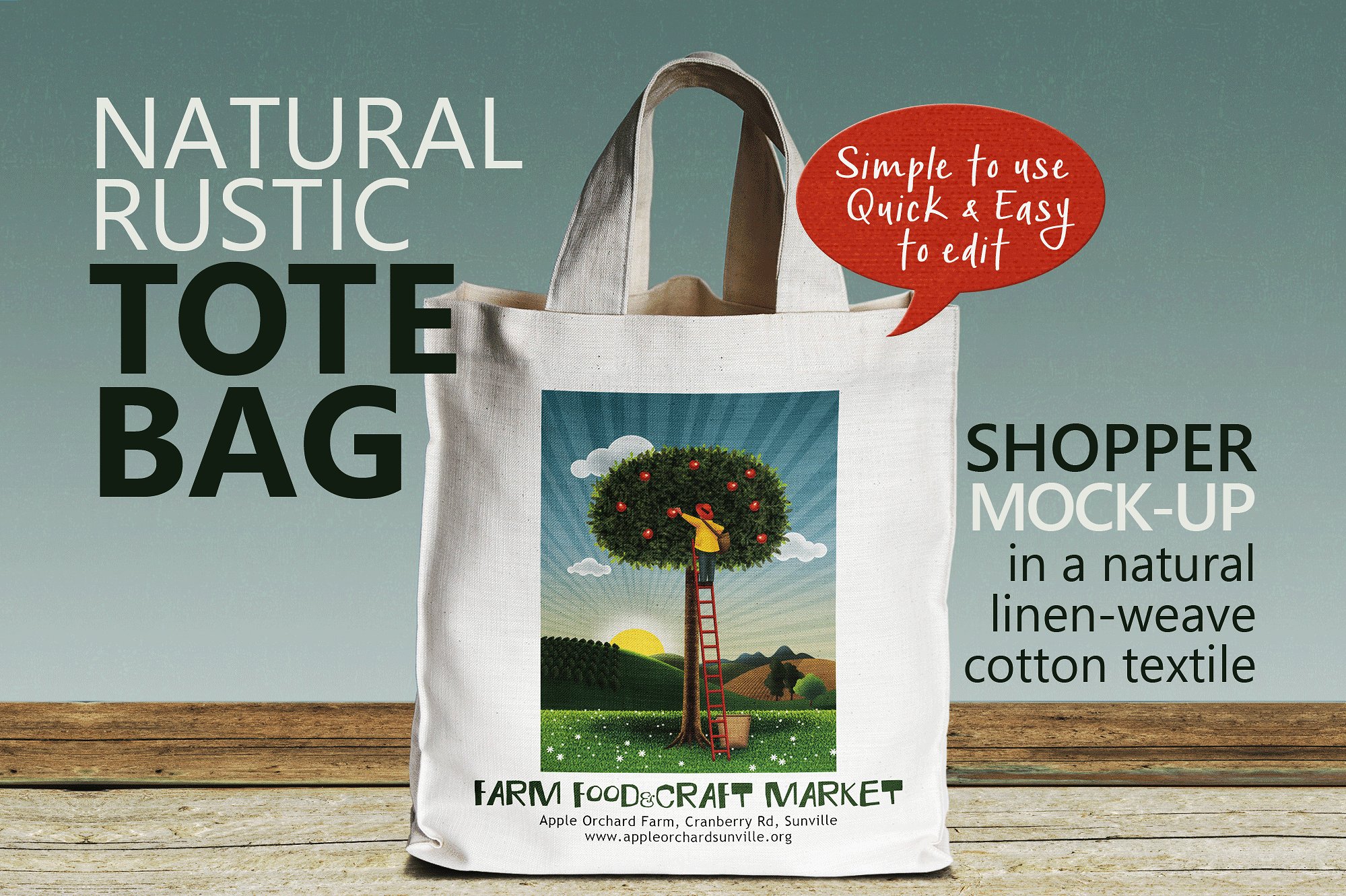 带把手的方形风格环保手提袋设计展示模型Mockups