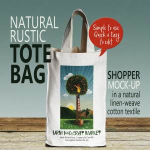 带把手的方形风格环保手提袋设计展示模型Mockups