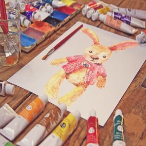 画室创作场景画纸样机模板v2 Paper & Brush