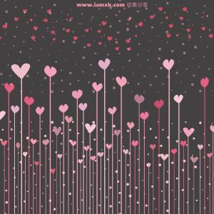 可爱的粉红爱心 Black background with pink hearts for valentine