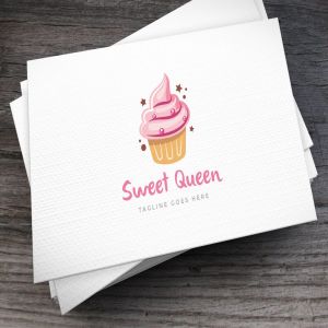 甜点雪糕品牌Logo模板 Sweet Queen Logo Template插图1