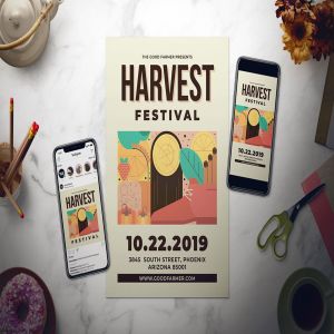 秋天丰收主题节日活动海报设计套装 Harvest Festival Flyer Set