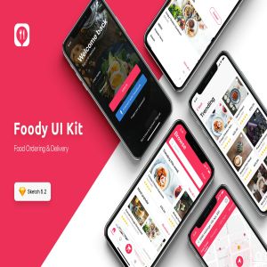 餐厅订位外卖APP应用UI设计套件SKETCH模板 Food ordering & Delivery UI Kit for SKETCH