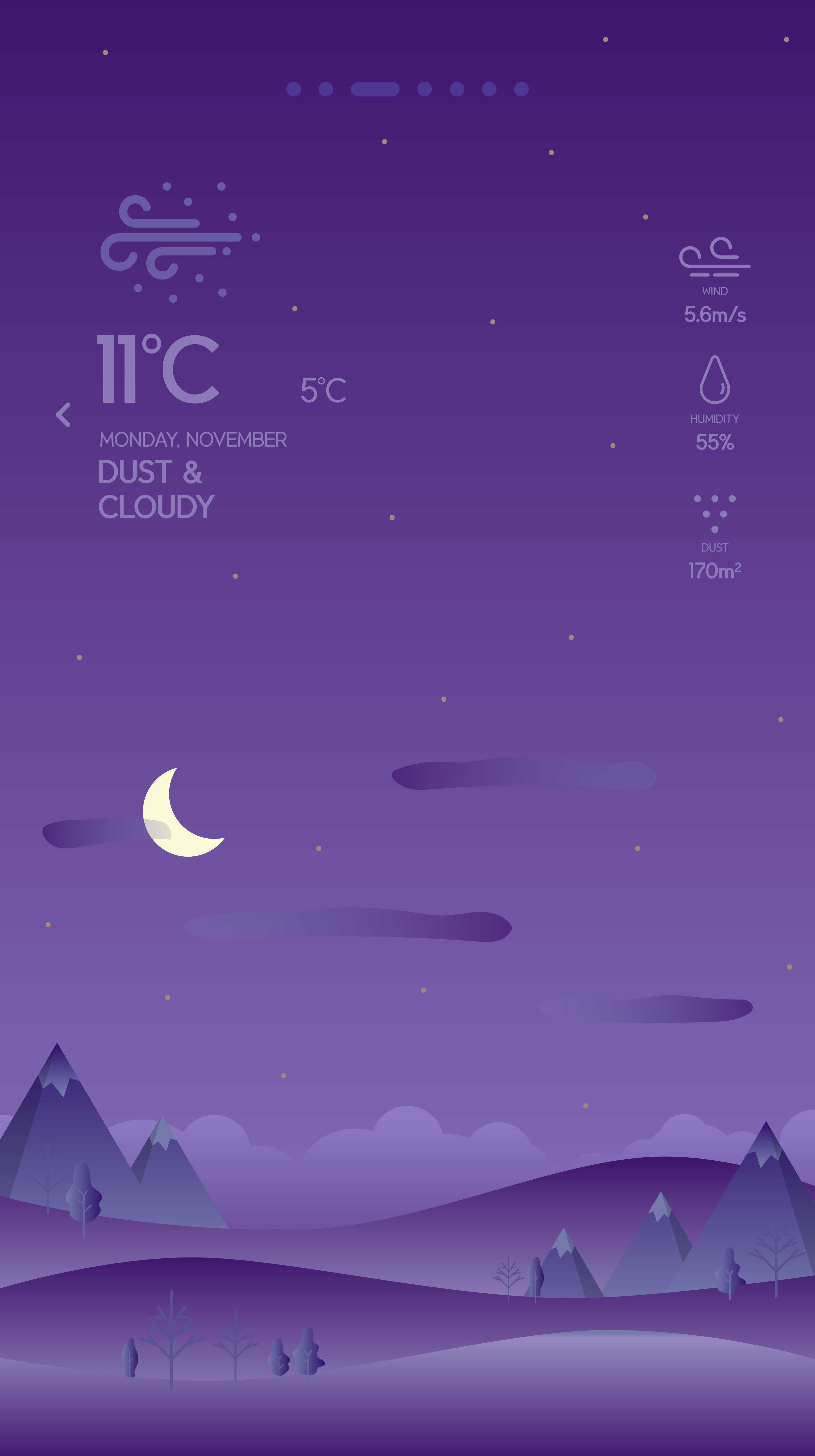 夜晚背景天气APP应用UI界面设计素材