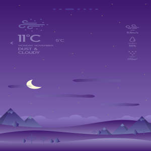 夜晚背景天气APP应用UI界面设计素材