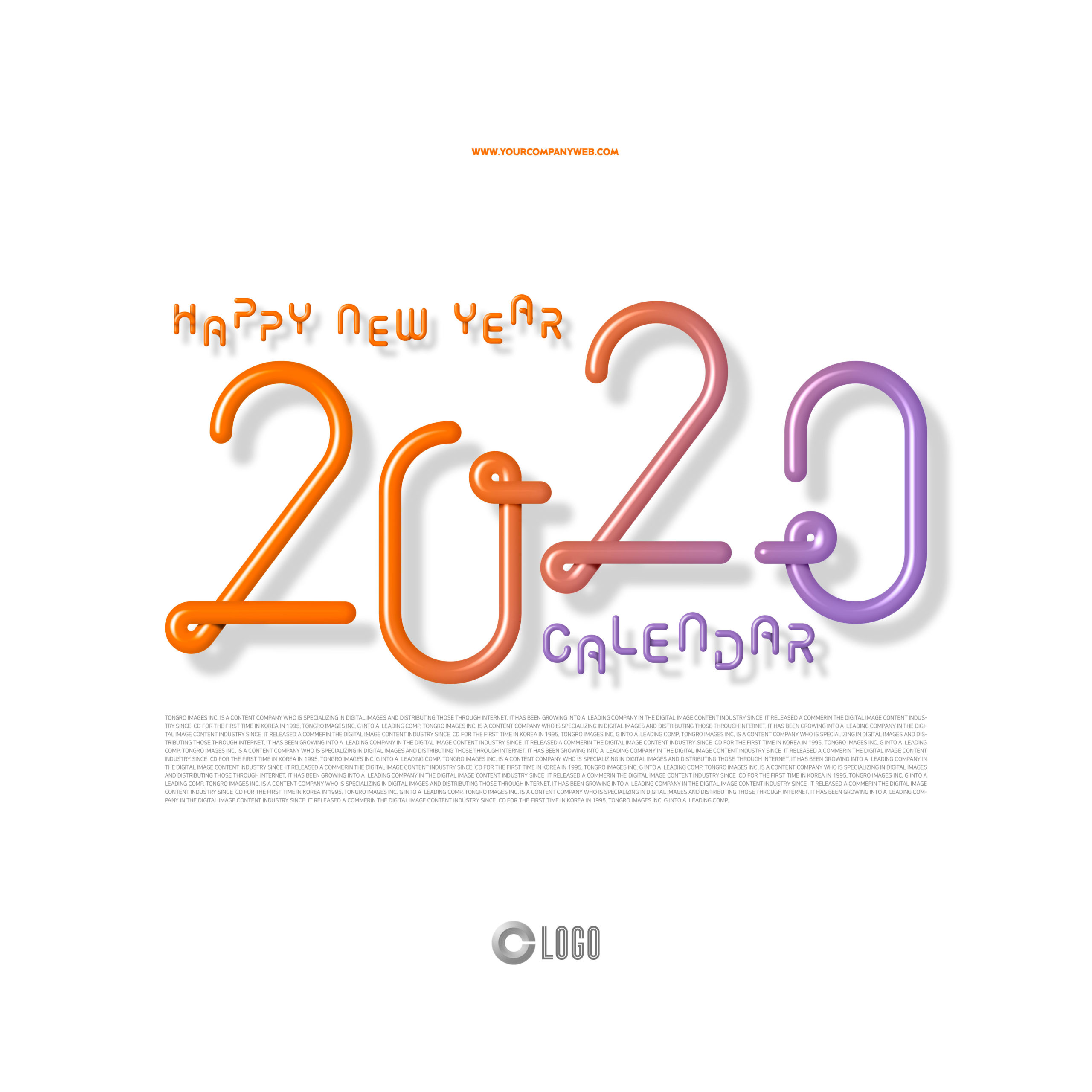 扭气球3D效果2020字体新年海报设计素材