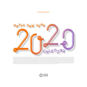 扭气球3D效果2020字体新年海报设计素材