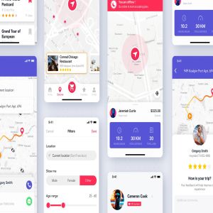 网约车打车APP应用UI设计套件 Maps & Search mobile UI Kit
