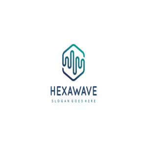 六边形蓝色波浪品牌Logo设计素材 Hexagon Wave Logo