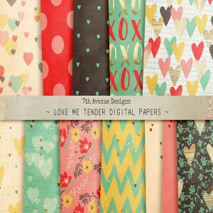 爱情主题图案纹理 Love Me Tender Digital Papers