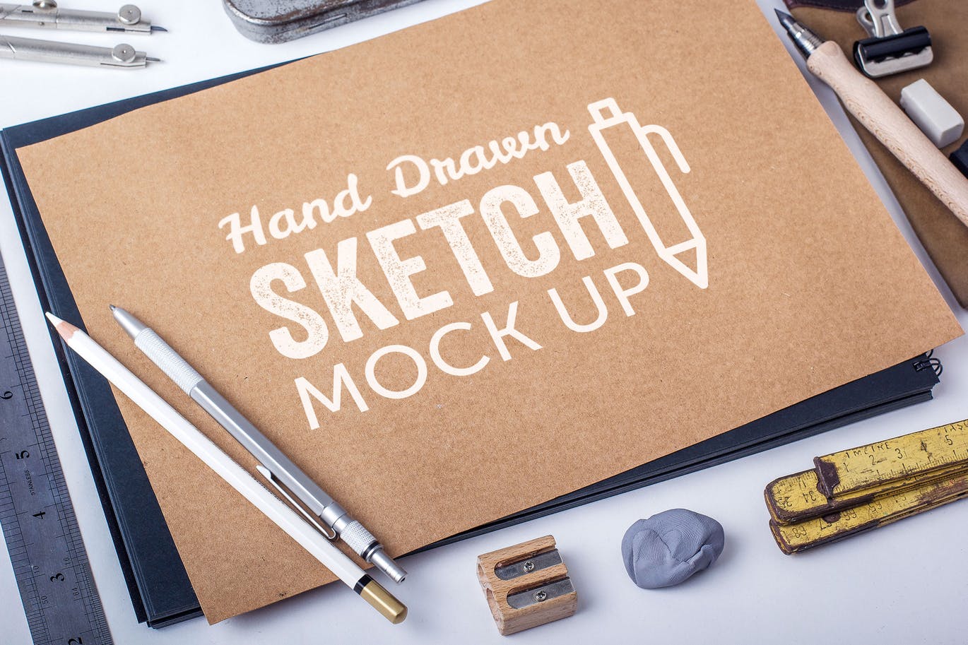 素描绘画作品预览样机模板#1 Sketch And Drawing Mockup Template #1