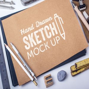素描绘画作品预览样机模板#1 Sketch And Drawing Mockup Template #1