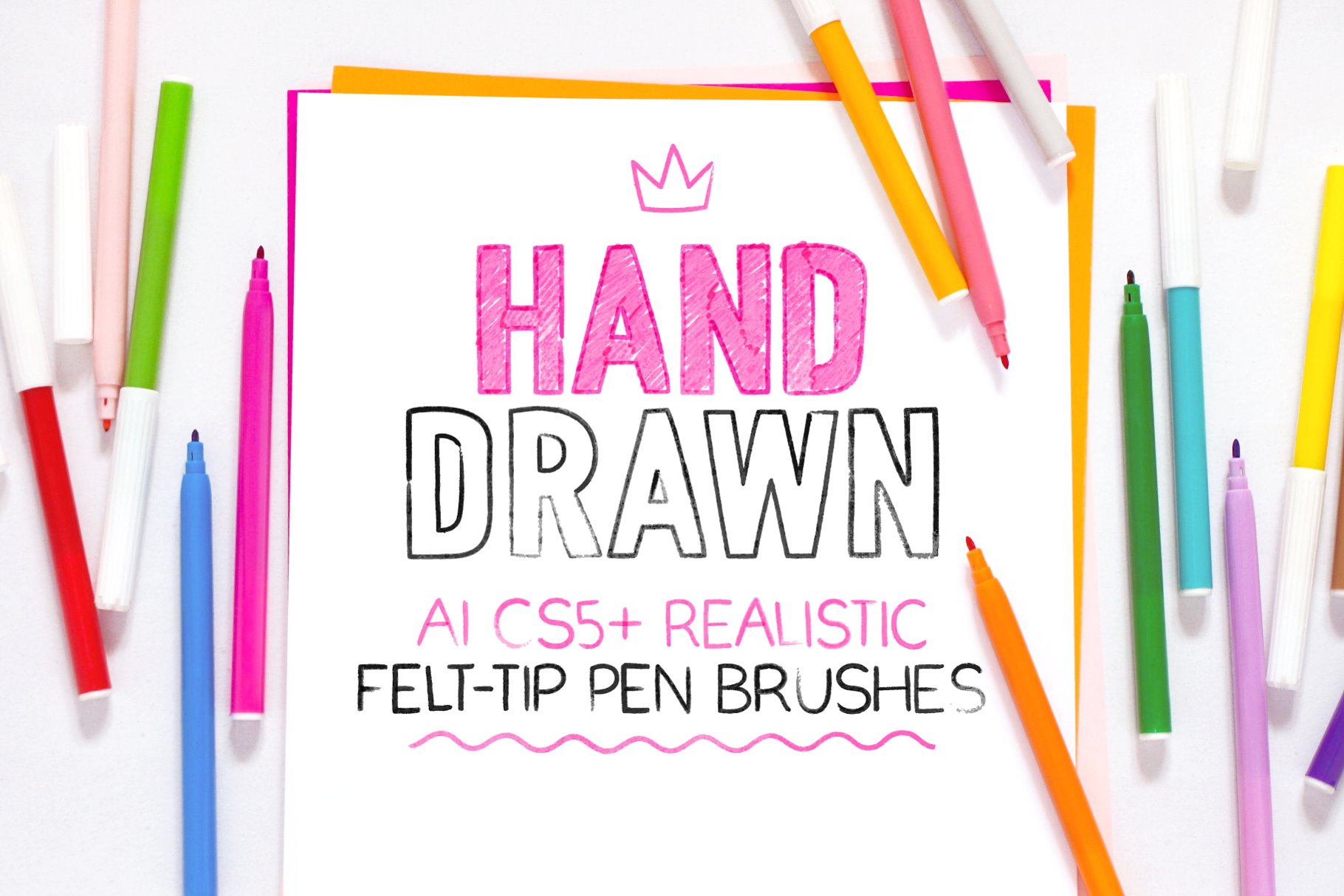 逼真栩栩如生毛毡笔AI笔刷 Realistic felt-tip pen AI brushes