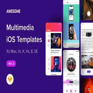 iOS手机多媒体应用UI设计套件SKETCH素材v2 Awesome iOS UI Kit – Multimedia Vol. 2 (Sketch)