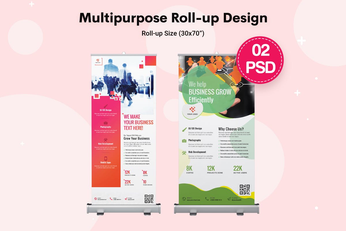 多用途品牌宣传易拉宝海报设计模板 Multipurpose Roll-up Banners