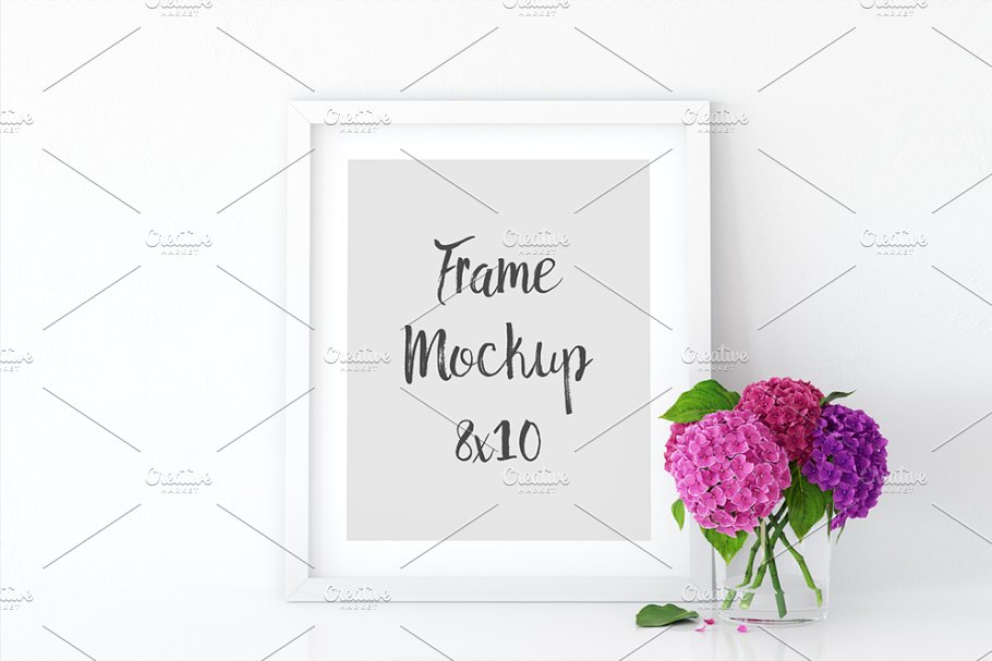 白色相框画框样机 White Interior Frame Mockup – (8×10)