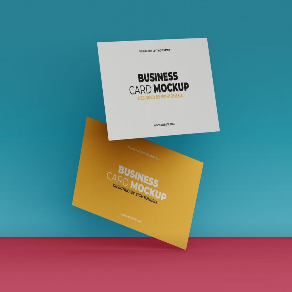 经典风格企业名片样机设计模板 Business Card Mock-Up Template插图