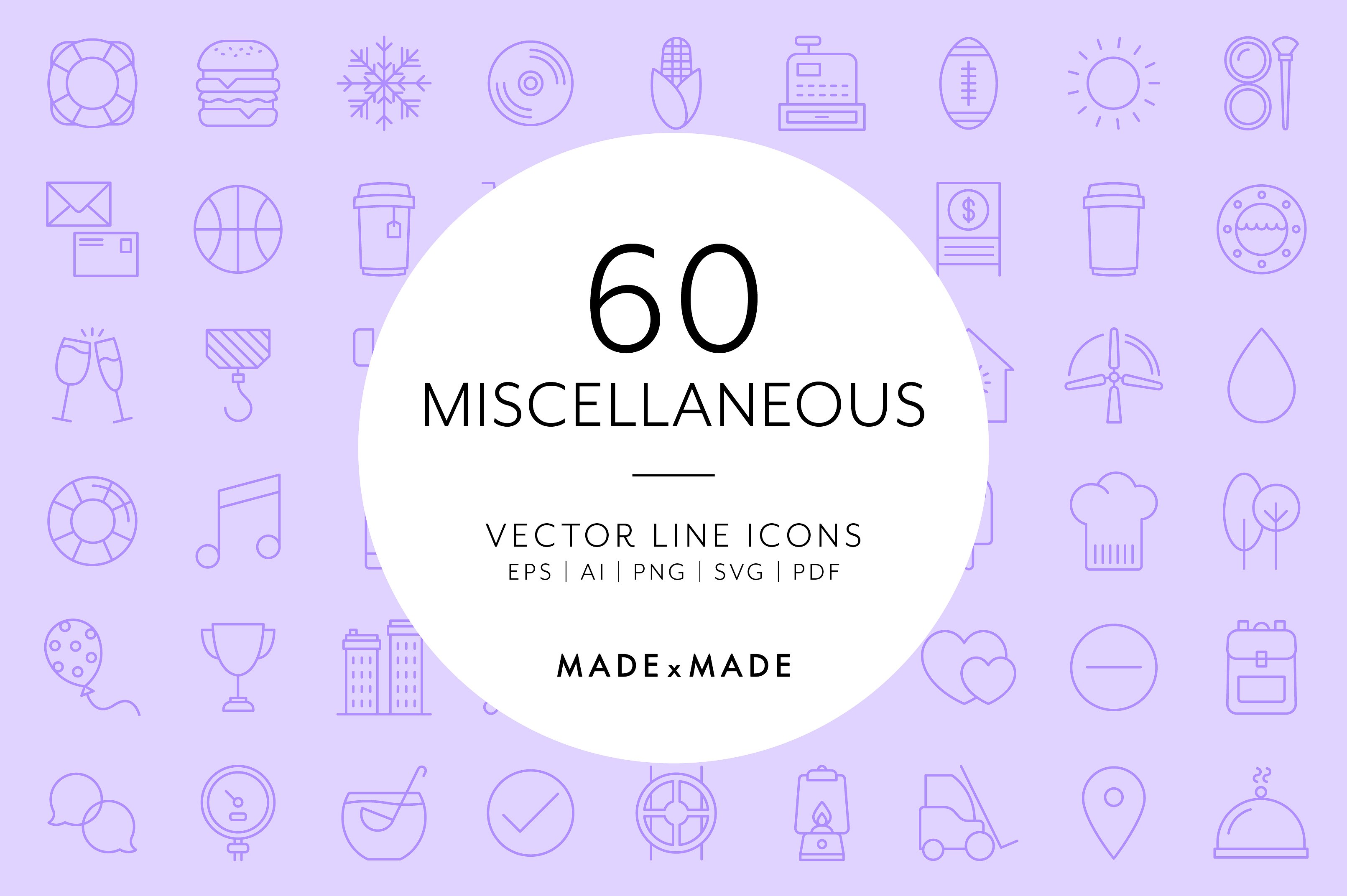 多格式杂项线框图标 Line Icons – Miscellaneous Icons