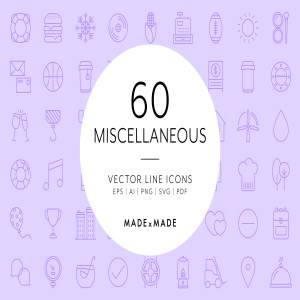 多格式杂项线框图标 Line Icons – Miscellaneous Icons