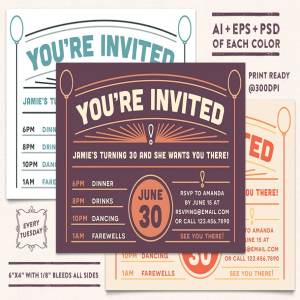 复古风格邀请函明信片设计模板 Invitation Postcard 2 Templates