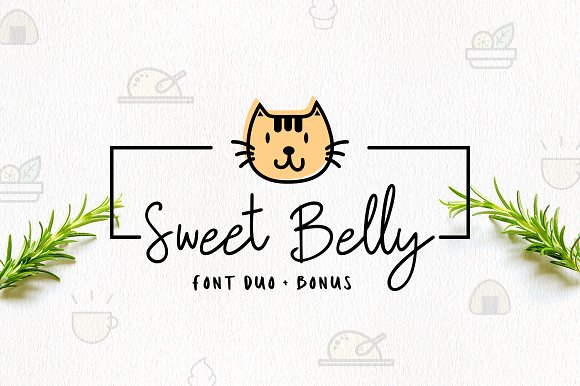 一个可爱的字体外加小清新图标 Sweet Belly | Font Duo + Bonus